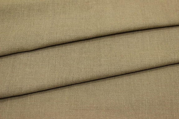 Полулен костюмный с эффектом мятости цв.Песочный с оливковым оттенком, ш.1.45м, лен-52%, хл-48%