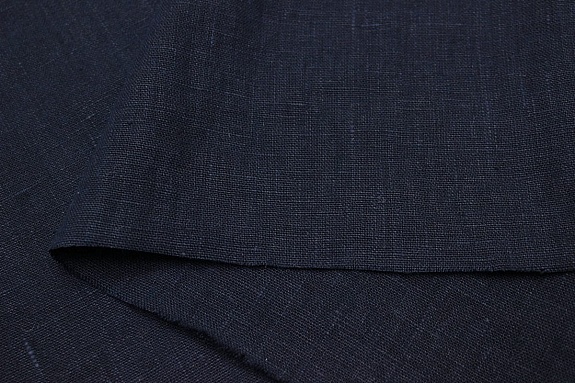 Лен костюмный с эффектом мятости цв.Чернильно-черный, ш.1.45м, лен-100%, 250гр/м.кв