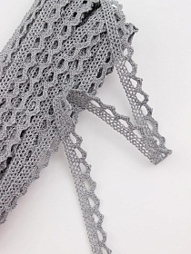 Кружево цв.серый, ш.10мм, хлопок-90%, п/э-10%, 10м, рис.075/7