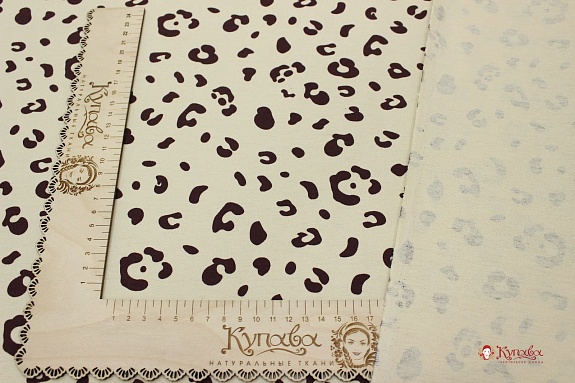 Теплый хлопок "Леопардовый принт" цв.палевый, ш.1.5м, хлопок-100%, 150гр/м.кв