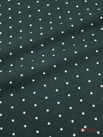 Теплый хлопок "Мелкие звезды на т.пихтово-зеленом", ш.1.48м, хлопок-100%, 160гр/м.кв