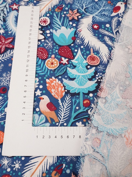 Рогожка "Сказочный мир" цв.синий, ш.1.5м, хлопок-100%, 150гр/м.кв