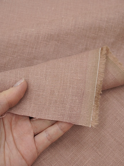 Лен костюмный с эффектом мятости цв.Розовое какао-2, ш.1.45м, лен-100%, 190гр/м.кв