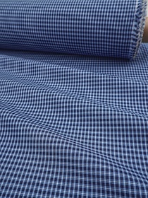 Пестроткань сорочечная "Мелкая клетка" цв.чернильный/джинс, ш.1.45м, хлопок-100%, 95гр/м.кв