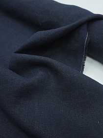 Лен костюмный с эффектом мятости цв.Темный чернильно-синий, ш.1.45м, лен-100%, 250гр/м.кв