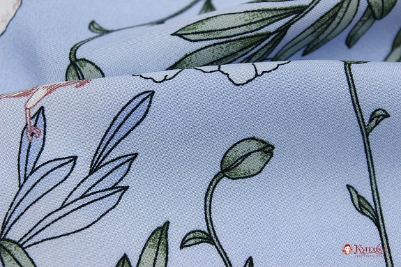 Штапель Премиум "Летний перезвон" цв.голубые сумерки, ш.1.44м, вискоза-100%, 100гр/м.кв