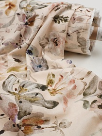 Хлопок Персик "Акварельный луг", ш.2.5м, хлопок-100%, 130гр/м.кв