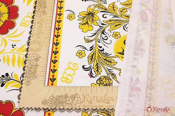 Рогожка "Золотая хохлома",Вид 1  ш.1.5м, хлопок-100%, 150гр/м.кв