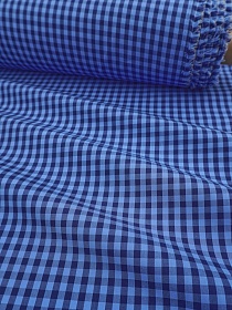 Пестроткань сорочечная "Средняя клетка" цв.чернильный/синий, ш.1.45м, хлопок-100%, 100гр/м.кв