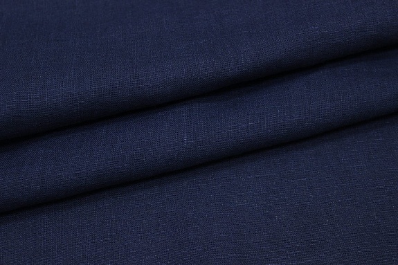 Лен костюмный с эффектом мятости цв.Чернильно-синий, ш.1.45м, лен-100%, 190гр/м.кв