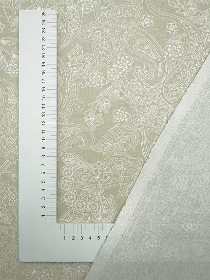 Бязь "Загадочный цветок - монохром" цв.оливково-серый, (комп), ш.1.5м, хлопок-100%, 110гр/м.кв