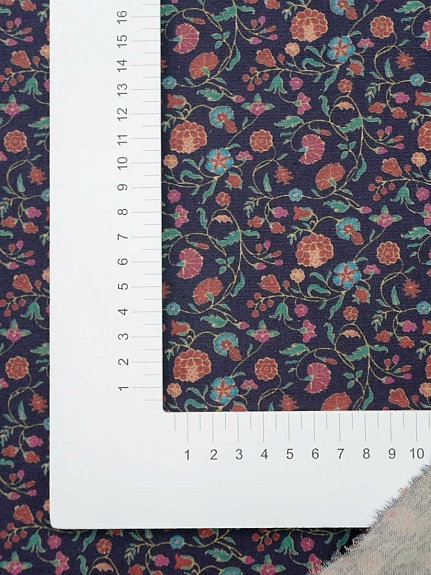 Хлопколен "Чудный вьюнок" цв.чернильный, ш.1.5м, лен-20%, хлопок-80%, 170гр/м.кв