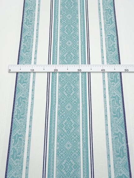 Холст полотенечный жаккард "Вышивка" цв.мятно-бирюзовый, ш.0.5м, лен-30%, хлопок-70%, 210гр/м.кв