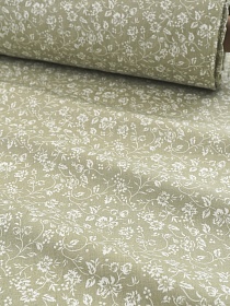 Ранфорс "Белый вьюнок" цв.сухая трава, ш.2.4м, хлопок-100%, 115гр/м.кв 