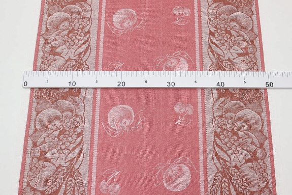 Холст полотенечный жаккард "Урожай" цв.кораллово-розовый/терракотовый, ш.0,5м, лен-30%, хл-70%