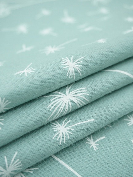 Теплый хлопок "Одуванчиковый ветер" цв.св.голубой мох, ш.1.45м, хлопок-100%, 115гр/м.кв