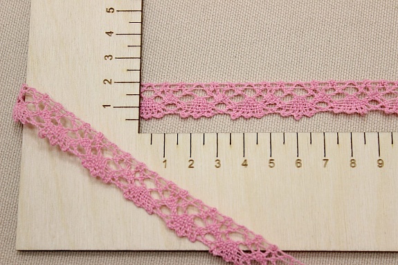 Кружево цв.св.розово-пурпурный, ш.16мм, хлопок-90%, п/э-10%