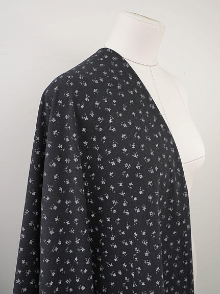 Теплый хлопок "Цветочки - мотылечки" цв.черный, СОРТ2, ш.1.50м, хлопок-100%, 160гр/м.кв