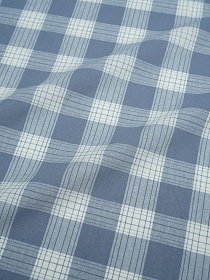 Вареный (стираный) хлопок "Клетка" цв.серо-голубой джинс, ш.2.5м, хлопок-100%, 125гр/м.кв