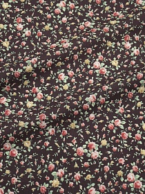 Импорт. хлопок "Мелкие розовые букеты на шоколадном", ш.1.5м, хлопок-100%, 100гр/м.кв