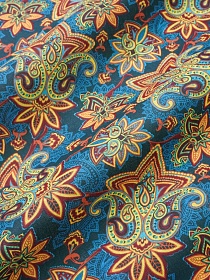Бязь "Сказка востока" цв.темно-зеленый, ш.1.5м, хлопок-100%, 120гр/м.кв