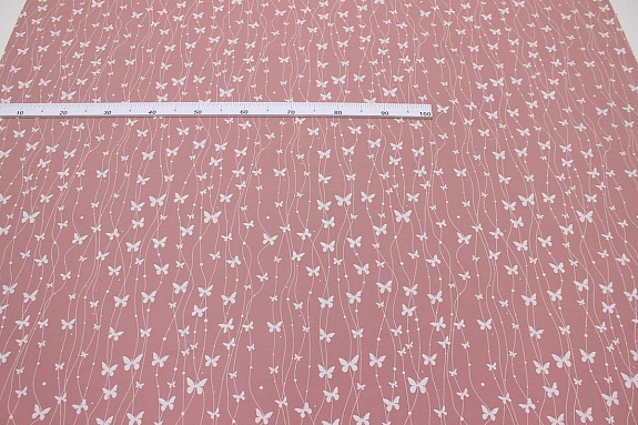 Теплый хлопок "Танец мотыльков" цв.т.винтажный пыльно-розовый, ш.1.51м, хлопок-100%, 150гр/м.кв