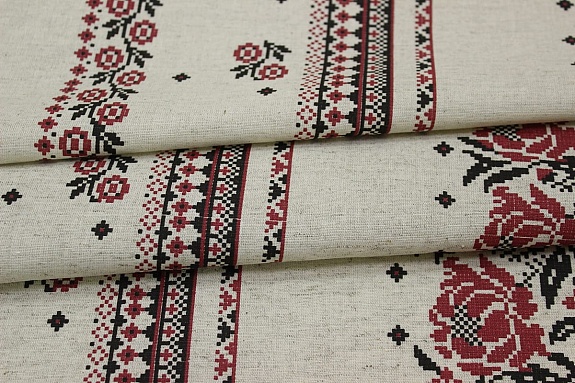 Полулен "Народная вышивка" (на суровом), ВИД2, ш.1.5м, лен-30%, хлопок-70%, 147гр/м.кв
