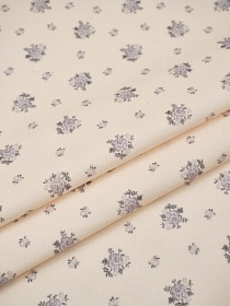 Брак(уценка) Микровельвет Цифр.печать "Милый цветочек" цв.кремовый, ш.1.5м, хлопок-100%, 135гр/м.кв