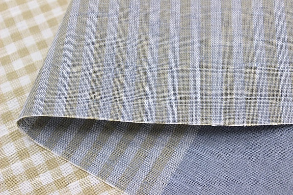 Полулен крой полотен. холста "Клетка" цв.бежевый/голубой джинс, ш.1.6м, лен-51%, хл-49%, рап.78см