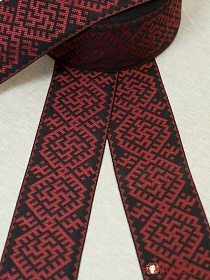 Жак.лента 70мм Красные славянские знаки на черном