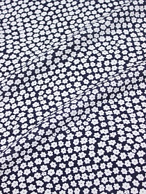 Штапель "Маленькие белые цветочки на чернильно-черном", ш.1.41м, вискоза-100%, 90гр/м.кв