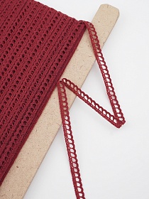 Кружево цв.бордово-красный, ш.08мм, хлопок-90%, п/э-10%