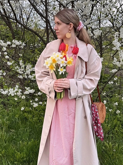 Весеннее платье из вареного хлопка в клеточку