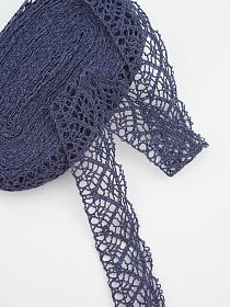 Кружево цв.темно-синий флер, ш.30мм, хлопок-90%, п/э-10%, 10м