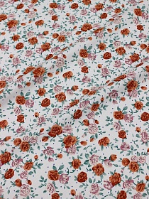 Плательная вискоза "Винтажные розочки" цв.белый с розовым оттенком, ш.1.47м, вискоза-100%,140гр/м.кв