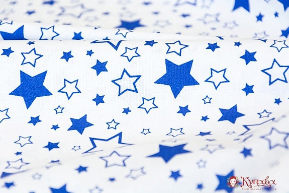 Поплин "Звездопад" цв.синий, ш.1.5м, хлопок-100%, 115 гр/м.кв