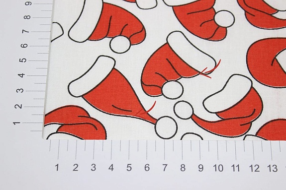 Поплин "Новогодние колпачки", СОРТ2,  ш.1.5м, хлопок-100%, 115гр/м.кв