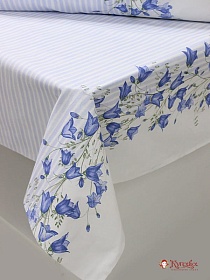 Рогожка Премиум "Звонкий колокольчик по кайме", цв.голубой, ш.1.5м, хлопок-100%, 180гр/м.кв