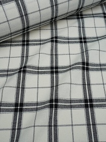 Фуле "Клетка" цв.белый/черный, ш.1.45м, хлопок-100%, 170гр/м.кв