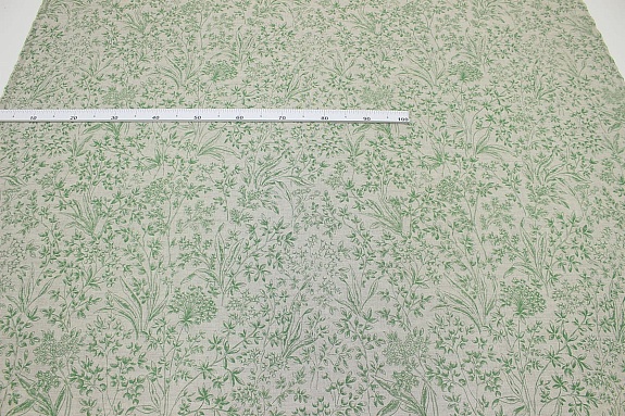 Полулен "Мирабель" цв.зеленый, (на т.суровом), ш.1.60м, лен-57%, хлопок-43%, 200гр/м.кв