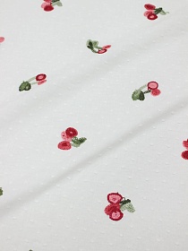 Фактурный хлопок с вышивкой "Вишенки", ш.1.5м, батист, хлопок-100%, 60гр/м.кв