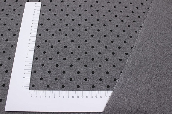Теплый хлопок меланж "Черный горох (6мм)" цв.мокрый асфальт, ш.1.5м, хл-60%, п/э-40%, 150гр/м.кв
