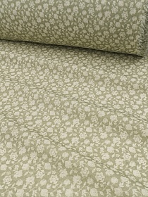 Хлопколен Цифр.печать "Мираж флоры" цв.эвкалипт, СОРТ2, ш.1.45м, лен-10%, хл-85%, п/э-5%, 130гр/м.кв