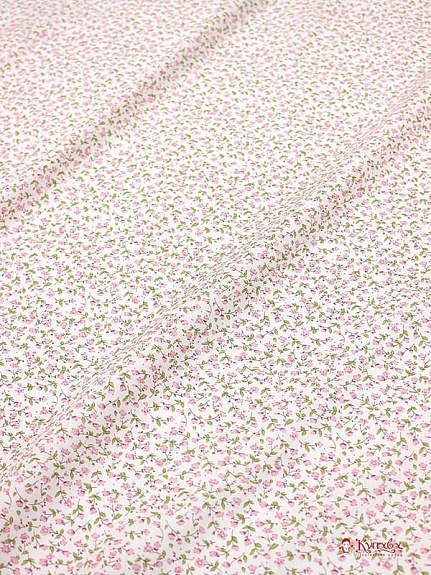 Импорт. хлопок (перкаль Ultra) "Розовые лютики на белом", ш.1.5м, хлопок-100%, 100гр/м.кв