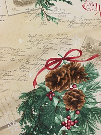 Мерный лоскут (ткань в отрезах) Рогожка "Чудесное время", ш.1.5м, хлопок-100%, 165гр/м.кв, раппорт 63см