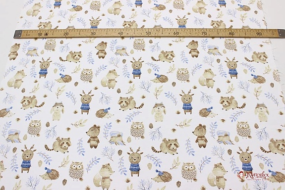 Мерный лоскут Фланель "Лесной переполох", ш.0.95м, хлопок-100%, 160гр/м.кв