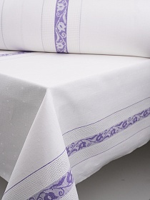 Полульняной жаккард "Цветочный звон" цв.сиреневый, (для рушников и полотенец), ш.1.28м, лен-70%, хл-30%, 185гр/м.кв