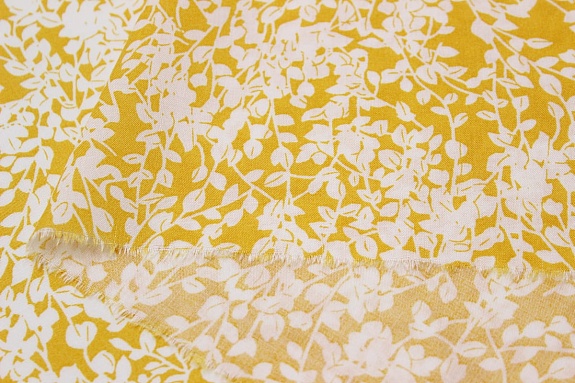 Штапель "Муравушка" цв.темно-желтый, ш.1.45м, вискоза-100%, 90гр/м.кв