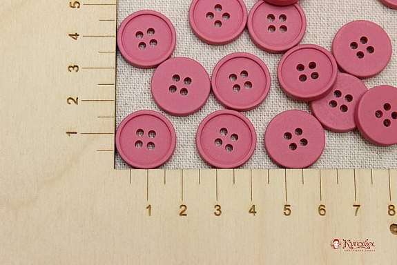 Пуговица пластмасса, цв.винтажная роза, 17мм, 4 отверстия