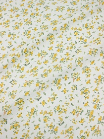 Сатин "Желтые цветочки на белом", ш.2.35м, хлопок-100%, 110гр/м.кв